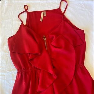 RED DRESS with Ruffled Front